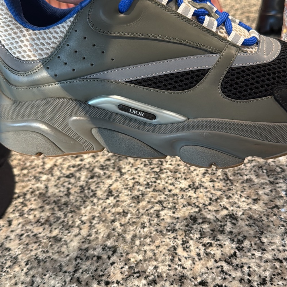 Dior Gray and Blue Chunky Sneakers